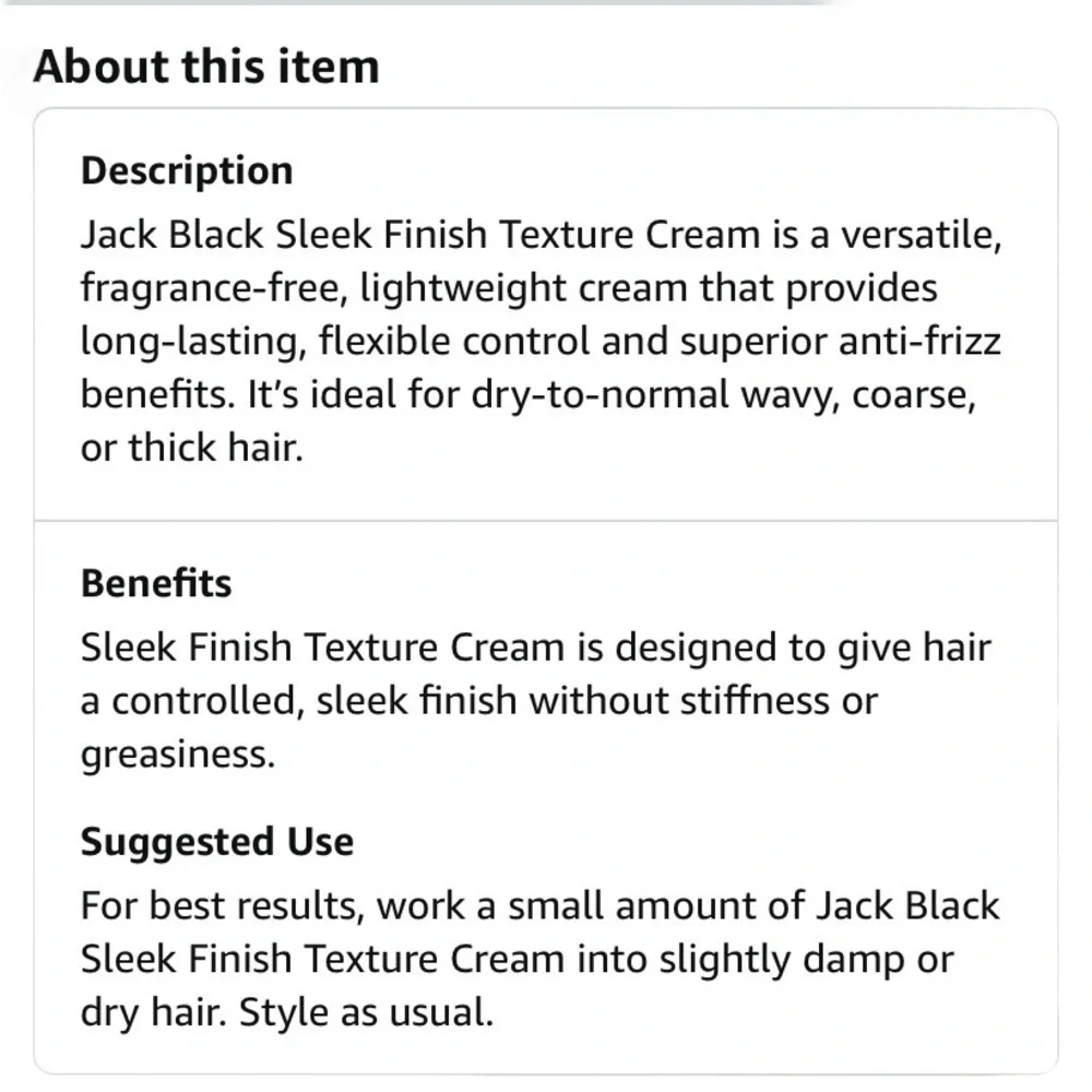 Jack Black Sleek Finish Texture Cream for Men’s Hair